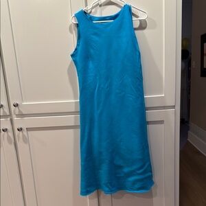 Linen blend classic blue Jessica Howard Size 12‎ P feminine sleeveless dress.